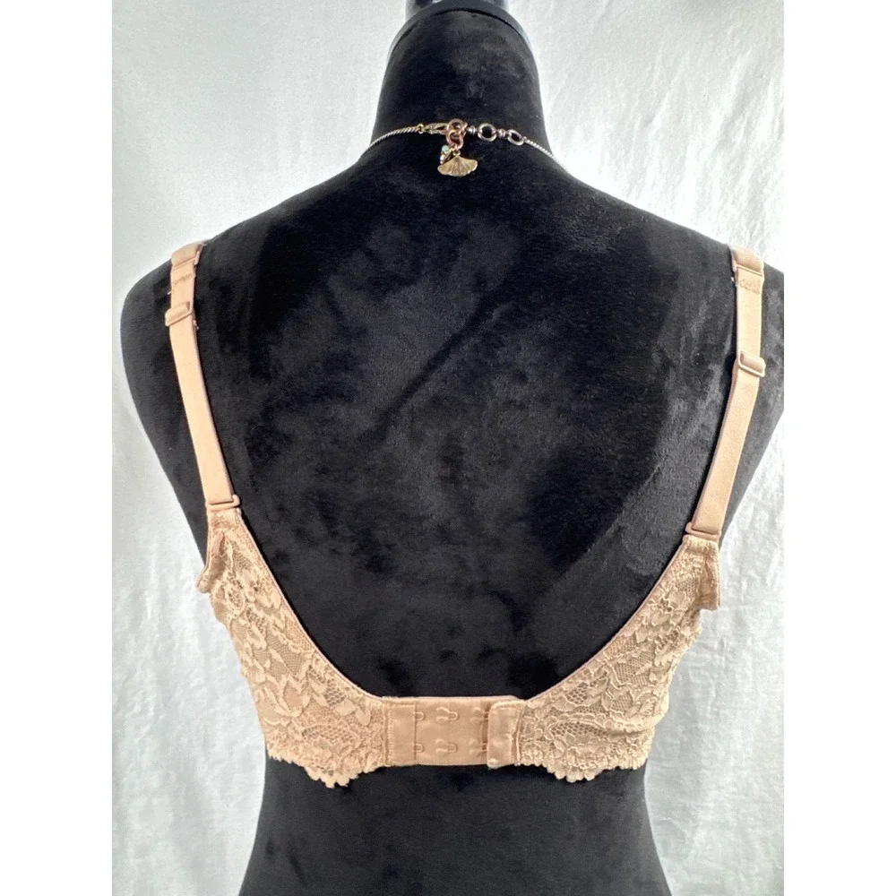 Women's Skims Underwire Unlined Bra 36DDD Tan Lace Trim RN 158973